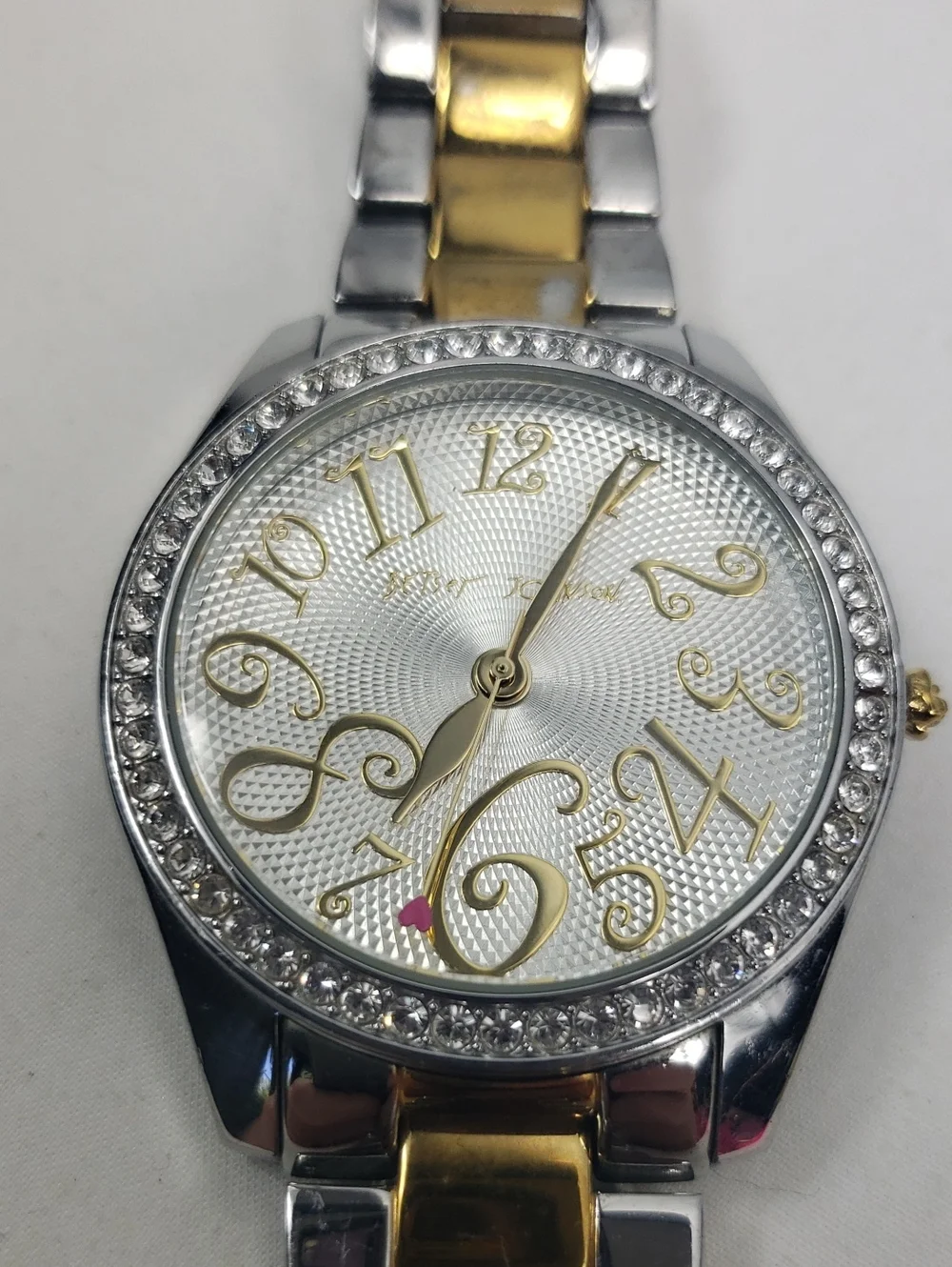 Betsey Johnson Gold & Silver Rhinestone Working Watch